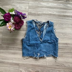 Zara Cropped Denim Shirt
